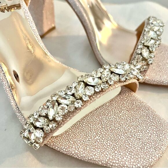 Badgley Mischka Tasmine Jeweled Heels Ankle Strap Pale Pink 7 NIB - Picture 5 of 10